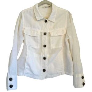Nicole Miller Ivory Linen Shirt Jacket Size L